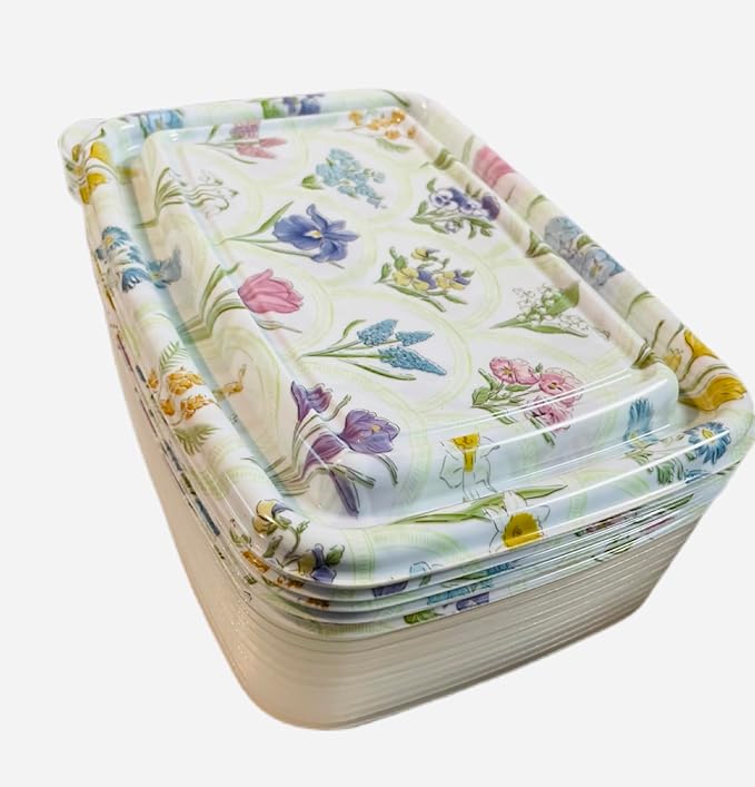 COOK WITH COLOR 20 PIECE PLASTIC RECTANGULAR FOOD CONTAINERS, 10 LIDS & 10 CONTAINERS CAPACITY 33.8 OZ (1L) 9 X 6 X 2 (LILI)