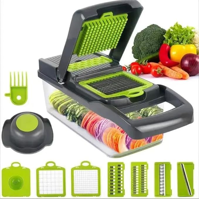 OUR NEW 2024 Multifunctional Vegetable Cutter Fruit Chopper Slicer Cutting Tool Manual 16 IN 1 Vegetable Cutter, 61.5X34.5X51 cm, Gray
