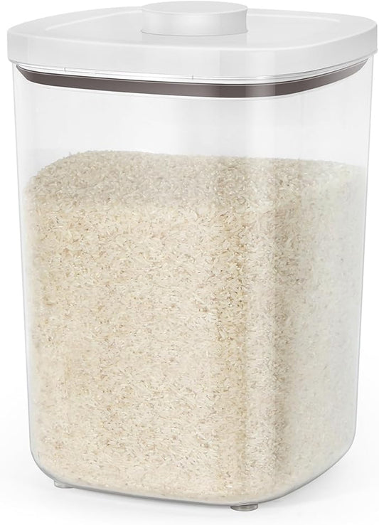 TBMax Large Flour Storage Container, 23 Lbs -25 Lbs Rice Container with Pop Up Lid & Measuring Scoop for Flour, Cereal, Dry Food Storage and Kitchen Pantry Organization