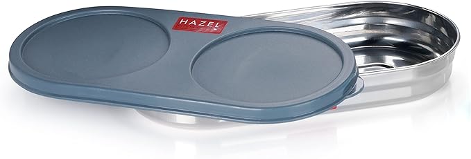 HAZEL Stainless Steel Oval Shape Container Roti box with Airtight Lid | Chapati Container for Tiffin Box & Kitchen | Chapati, Roti & Puri Dabba With Leak Proof Lid,