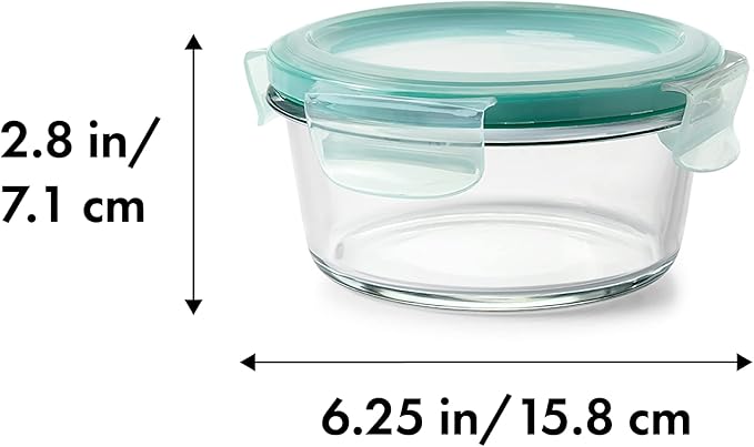 OXO Good Grips 2 Cup Smart Seal Glass Round Food Storage Container, Clear, 1 Count (Pack of 1)