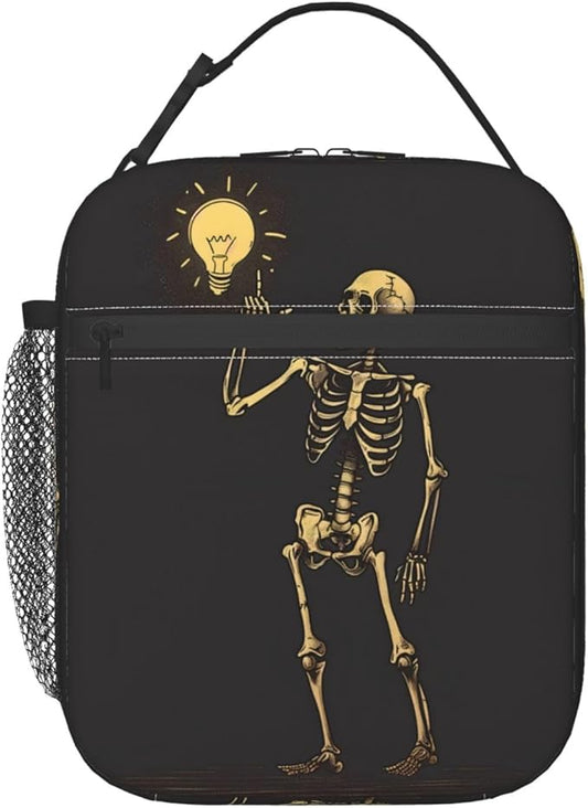 Insulated Lunch Box for Kids Boys Girls, Reusable Lunch Bag for School, Office, Work, Picnic, Travel, Skeleton Lunch Box