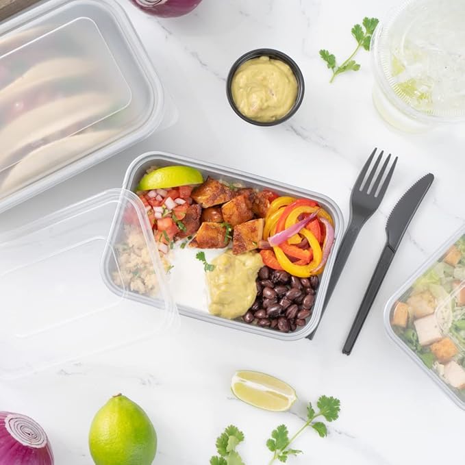 Restaurantware Futura 25 oz Rectangle Silver Plastic Take Out Container - with Clear Lid, Microwavable - 6 3/4" x 4 1/2" x 2 1/4" - 100 count box