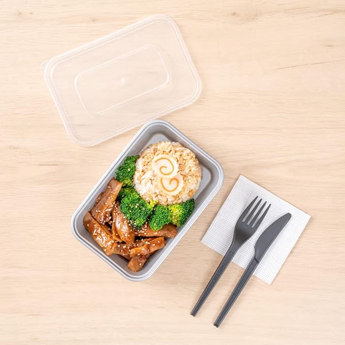 Restaurantware Futura 17 Ounce Meal Prep Containers With Lids 100 Microwavable To Go Containers - Disposable For Packaging Lunches or Take Out Orders Silver Plastic Food Containers With Lids