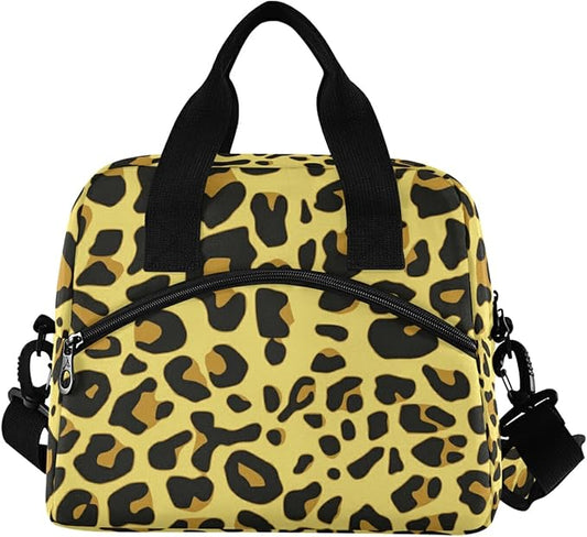 Cheetah Pattern Design Insulated Lunch Bag Reusable Lunch Tote Bag Cooler Bag for Women Men Adult Lunch Box with Adjustable Shoulder Strap Leakproof Lunch Bag for Work School Picnic Camping