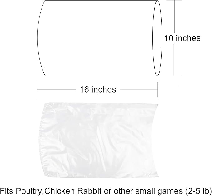 Poultry Shrink Wrap Bags,10x16 Inches 30 Pcs Clear Poultry Heat Shrink Bags Freezer With Zip Ties, Silicone Straw for Chickens, Rabbits