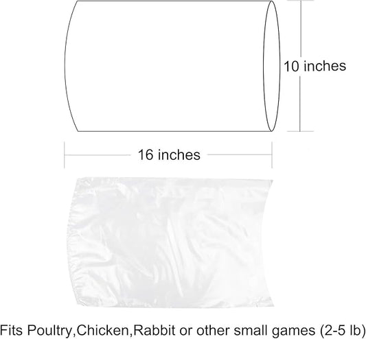 Poultry Shrink Bags,100 Pack 10x16 Inches Clear Poultry Heat Shrink Bags Freezer With 100 Zip Ties for Chickens,Rabbits