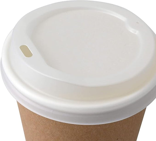 BIOZOYG Coffee Cup Lids 50 Pack White - 3.5 in Dome Lids for 10 oz, 12 oz, 16 oz Coffee Cups - Bioplastic Hot Lid