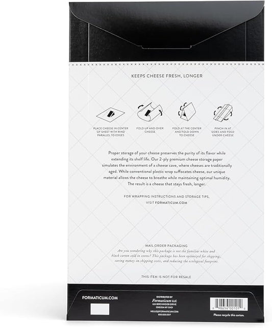 Formaticum Cheese Storage Wax Coated Paper - Porous Wax Sheets From France - Keep Cheese or Charcuterie Fresh - Professional Grade Cheese Paper for Wrapping Cheese - 11 x 14 (15 Sheets with Labels)
