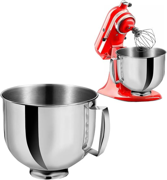 5.5 QT Stainless Steel Mixer Bowl Compatible with Kitchen Aid Tilt-Head Stand Mixers 4.5-5 Quart, Kitchen Ald Mixer Bowl for Classic&Artsian Stand Mixers