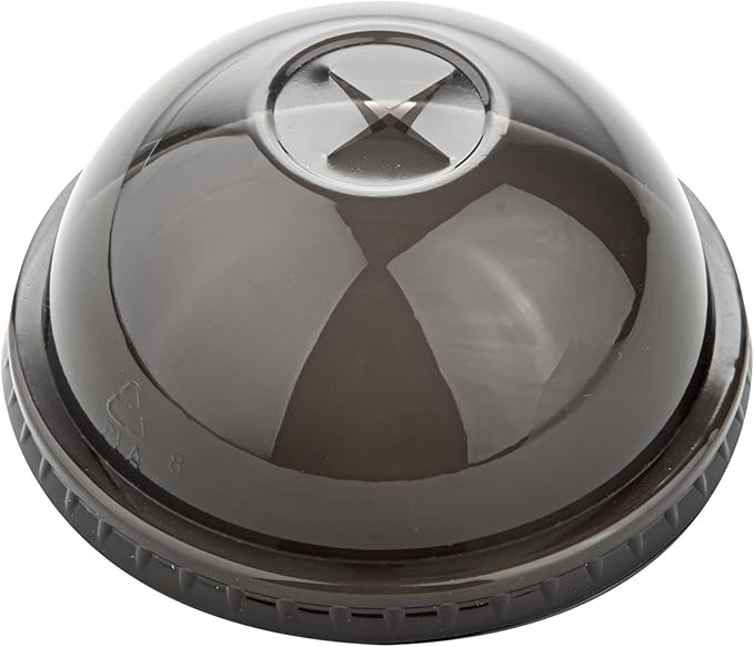 LIDS ONLY: Zero Waste 3.5 x 3.5 Inch Plastic Lids, 100 Disposable Dome Lids - Cups Sold Separately, Commercially Compostable, Black PLA Plastic Lids, Fits 12,16, And 24 Ounce Cups - Restaurantware