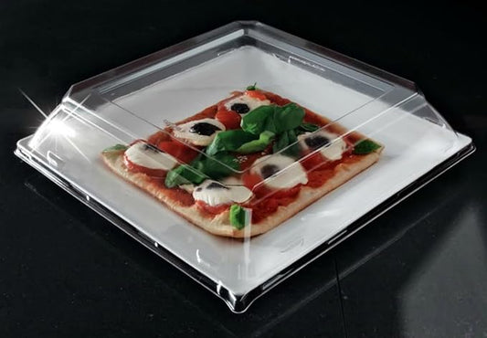 zappy 10 9.5" White Square Dinner Plates and Dome Plate Covers; Plastic Plates with Plastic Plate Lids, Picnic Plates w/Plate Covers, Serving Trays with Lids Plastic Containers with Lids