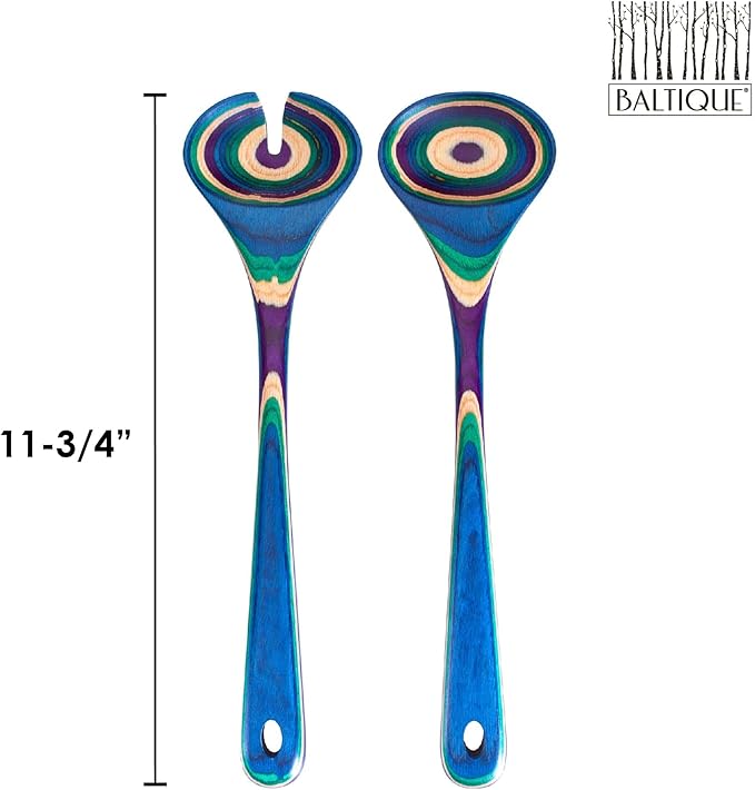 Totally Bamboo Baltique Mumbai Collection Wooden Salad Serving Utensil Set, 11-3/4" Long, One Pair