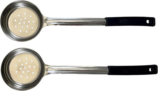 6 Ounce Slotted Stainless Steel Portion Control Ladle Spoon for Measuring and Serving; Commercial Grade Serving Scoops [Pack of 12]