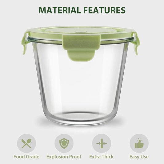 12 PCS Glass Meal Prep Containers with Lids, Airtight 3 Cup Glass Storage Containers Set, Heat-Resistant BPA-Free Glass Containers for Soup Leftover, Microwave, Dishwasher, and Freezer Safe (6 Packs)