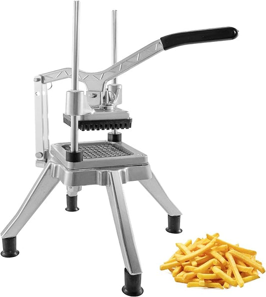 Happybuy Commercial Vegetable Fruit Chopper 1/4″ Blade Heavy Duty Professional Food Dicer Kattex French Fry Cutter Onion Slicer Stainless Steel for Tomato Peppers Potato Mushroom, Silver