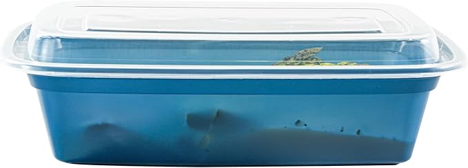 Restaurantware Asporto 38 Ounce Take Out Containers, 100 Food Containers With Lids - Microwavable, Disposable, Midnight Blue Plastic To Go Food Containers, No BPA, For Take Out And Delivery