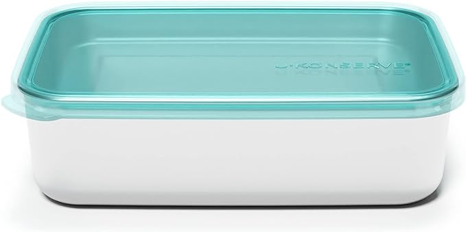 U Konserve Stainless Steel Rectangle Food Storage Bento Box Container, Leak Proof Silicone Lid Dishwasher Safe - Plastic Free, (45oz Island Teal)