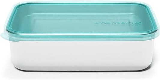 U Konserve Stainless Steel Rectangle Food Storage Bento Box Container, Leak Proof Silicone Lid Dishwasher Safe - Plastic Free, (45oz Island Teal)