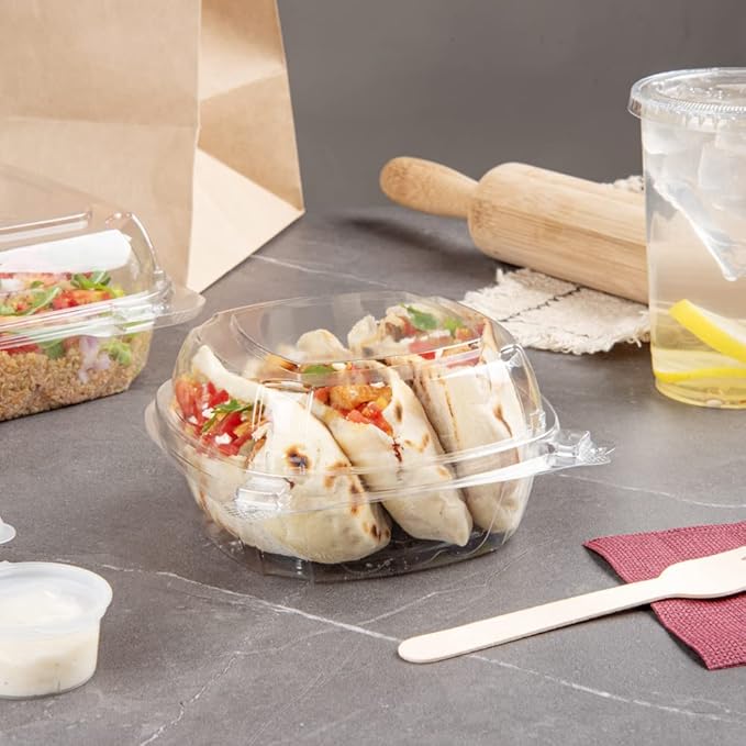 Restaurantware Thermo Tek 18.6 Ounce Clamshell Containers 100 Anti-Fog To Go Food Containers - Freezable Rectangle Clear Plastic Food Packaging Containers Disposable