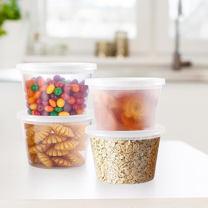 48 Sets Deli Containers with Lids,16oz Plastic Food Storage Containers,Leakproof Soup Container with Airtight Lids,Freezer Storage Container for Soup,Stackable,Dishwasher,Microwave Safe