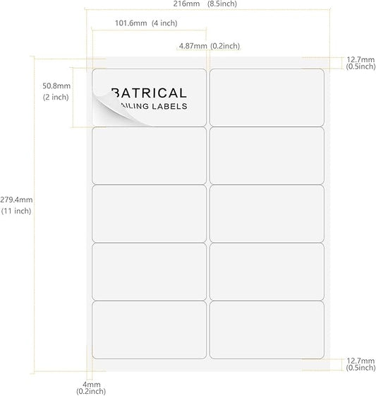 2"×4" shipping labels 300 labels sticker paper for Laser/Ink Jet Printer mailing labels 8.5"×11" white 10 per sheet