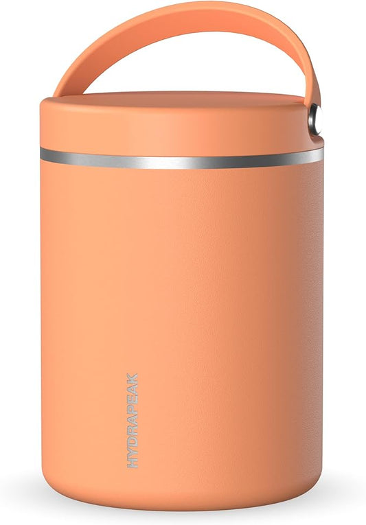 Hydrapeak 32oz Stainless Steel Vacuum Insulated Thermos Food Jar | Thermos for Hot Food and Cold Food, Wide Mouth Leak-Proof Soup Thermos for Adults, 10 Hours Hot and 16 Hrs Cold (Apricot Crush)