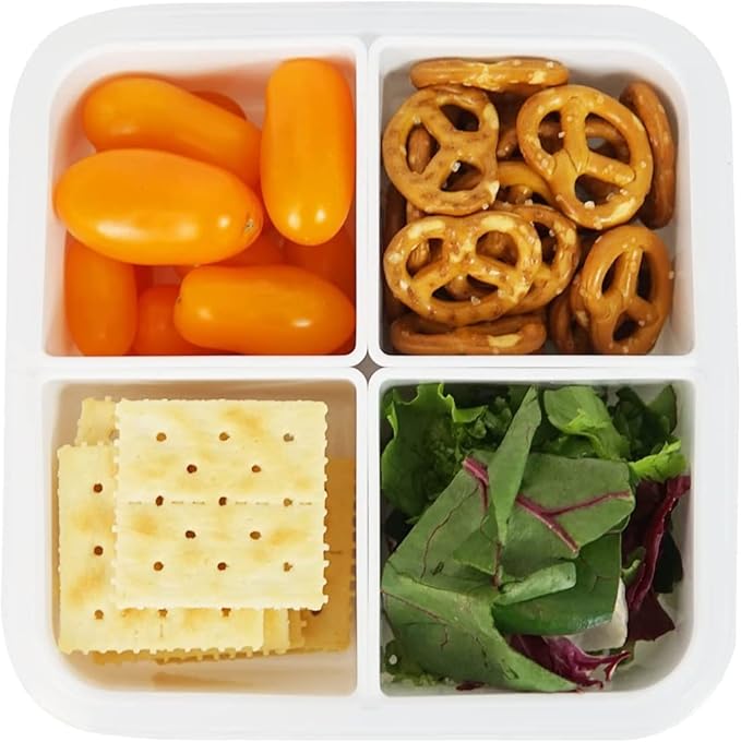 carrotez Food Storage Containers, 4 Compartment Portion Control Container, Snack Container For Adults, Meal Prep Container, Reusable, Microwave Safe, 4.6 Cup (1100ml), Pack of 2