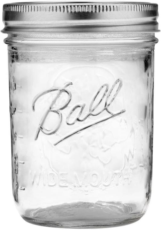 Ball Jar with Lid and Band - Pick Your Size and Color (Clear, Wide Mouth Pint - 16 oz.) Pack Of 2