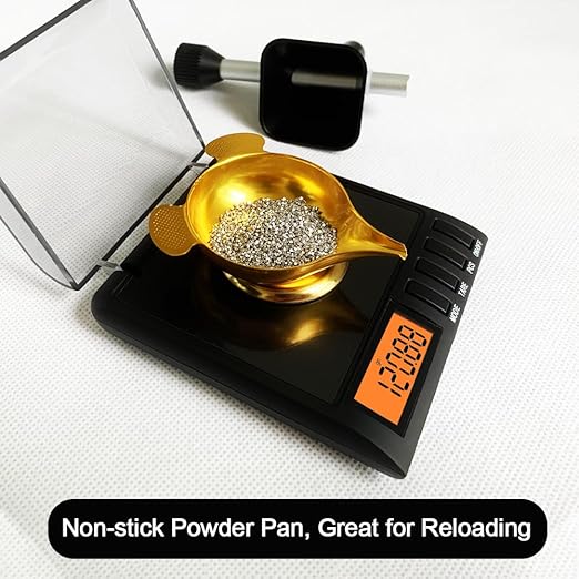 Reloading Scale with Powder Trickler, 750 Grains x 0.02 gn, Metal Powder Pan and Handy Scoop, Milligram Scale, 50g x 0.001g