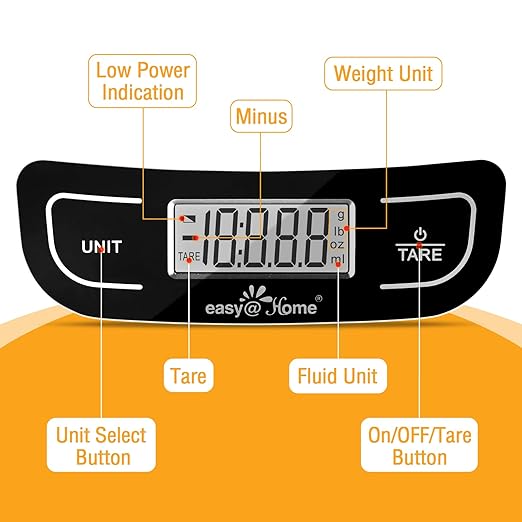 Easy@Home Digital Kitchen Scale Food Scale with High Precision to 0.04oz and 11 lbs Capacity, Digital Multifunction Measuring Scale, EKS-202