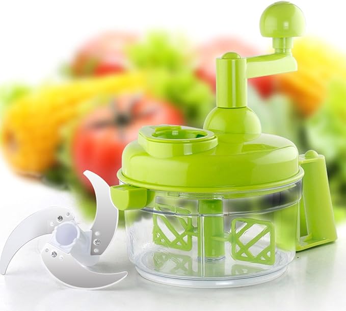 Tenta Kitchen Food processes Hand Crank Food Processor/Manual Food Chopper/Meat Grinder/Vegetable Dicer And Mincer/Fruit Blender With Egg Separator Rotary Onion Chopper(2 Sets steel blades)