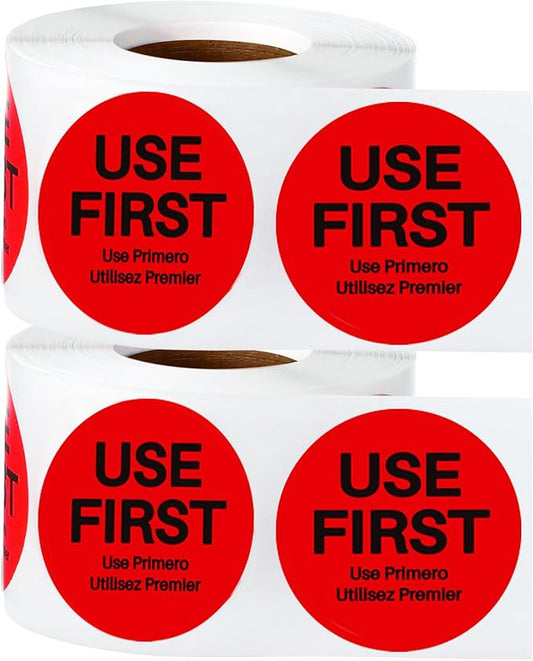 Epakh 1000 Pcs 2 Inch Use First Stickers Food Service Inventory Control Labels for Restaurant Permanent Adhesive Food Labels Circle Dot Paper(Red)