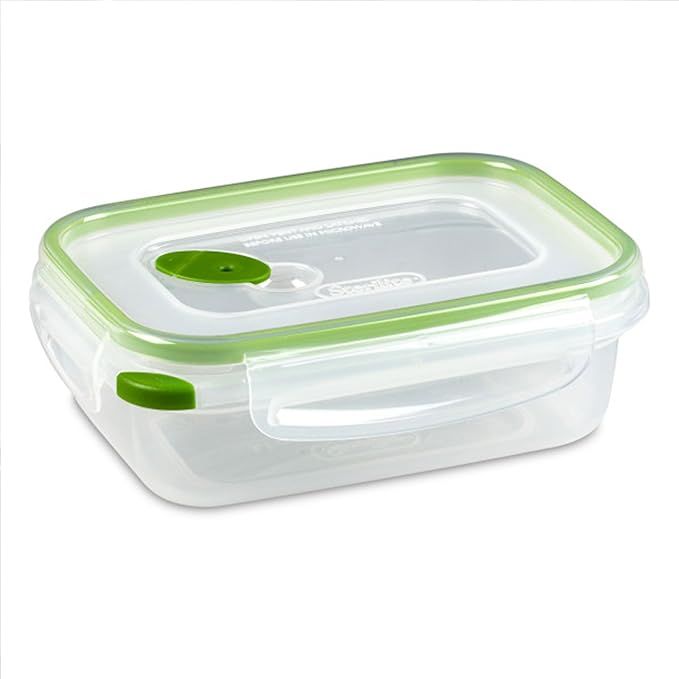 STERILITE 0311 Ultra Seal 3.1 Cup Rectangle Food Storage Container, Clear Green, See Through Lid & Base With New Leaf Accents