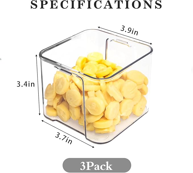 MineSign 3Pack Fridge Organizer Drawer Divider Cube Pull-Out Bins Clear Food Container Refrigerator Storage box Produce Saver for Pantry Kitchen Cabinet
