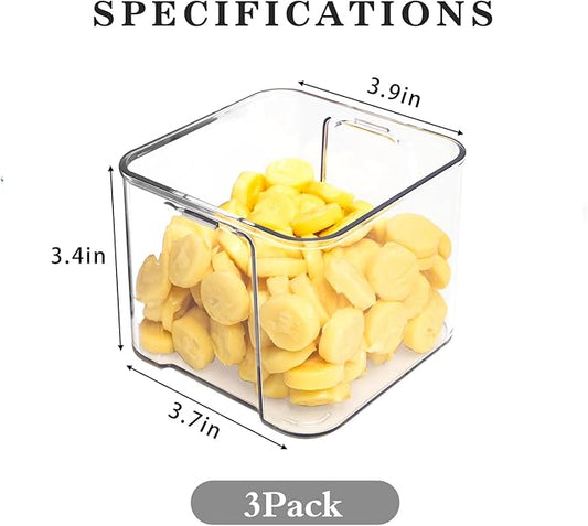 MineSign 3Pack Fridge Organizer Drawer Divider Cube Pull-Out Bins Clear Food Container Refrigerator Storage box Produce Saver for Pantry Kitchen Cabinet