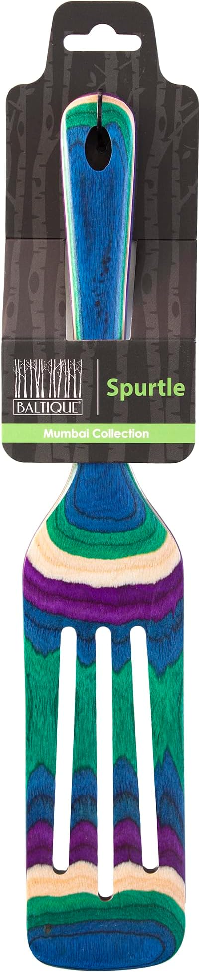 Baltique Mumbai Collection 13" Wooden Spurtle Spatula – Colorful Birch Wood Cooking Utensil, Nonstick Safe, Versatile Stirring & Serving Tool