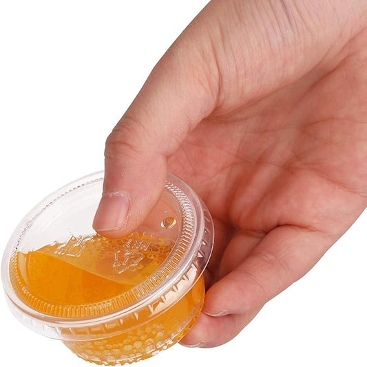 FULING [200Pack-2oz Small Plastic Containers with Lids, Jello Shot Cups, Condiment Cups for Meal Prep, Portion Control, Salad Dressing Slime Medicine