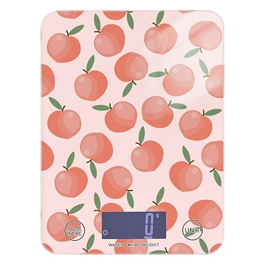 Food Scale Kitchen Digital Scale Food Ounces and Grams Dieting Baking Cooking Waterproof Glass Panels LCD Display,4 Units Scale Tare Function Peach