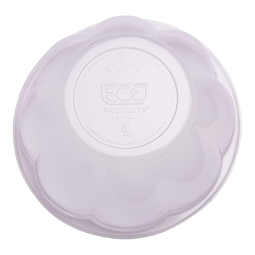 ECO PRODUCTS Compostable Clear PLA Plastic 24oz Salad Bowl With Lid, Pack of 50, Grab 'n' Go Round Cold Takeout Food Containers, Renewable Plant-Based, Disposable, ASTM Compliant, BPI-Certified