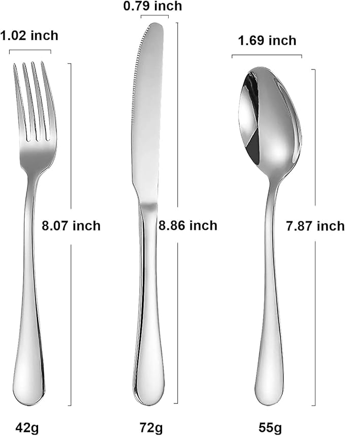 Portable Utensils Set with Case,Reusable Office Flatware Set,Healthy Travel Cutlery Set 3 PCs Stainless Steel Fork, Spoon,Knife Cutlery Ideal for Travel, Lunch Box and Camping (Silver-3PCs)