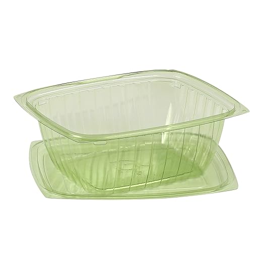 ECO PRODUCTS Compostable 32oz Rectangular Deli Containers With Lids, Pack of 50, Veridian Clear Green Meal Prep, Made from PLA, A Renewable Material Made from Plants, One Lid Fits All