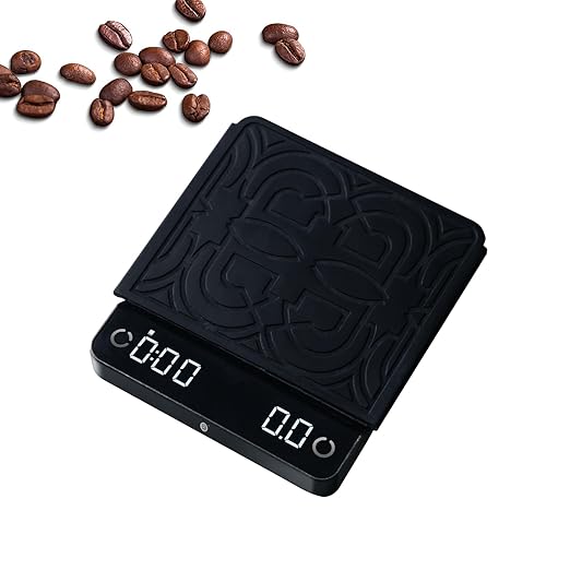 Mini Espresso Scale with Timer, Coffee Scale with Auto Timing, Small Precision Kitchen Digital Coffee Scale, Aluminum Alloy Body, Super Thin, 1200mAh, 2kg/0.1g Black