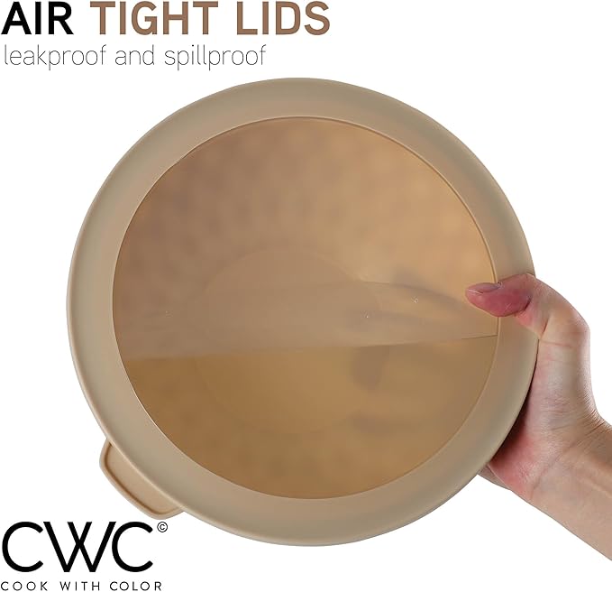 COOK WITH COLOR Mixing Bowls with Lids - 12 Piece Plastic Nesting Bowls Set includes 6 Prep Bowls and 6 Lids, Non Slip Bottom and Diamond Design - Microwave Safe
