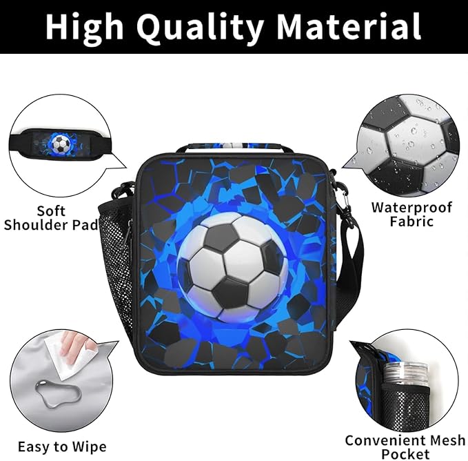 Football Lunch Bag Personalized Insulated Lunch Bag Reusable Lunch Box Picnic Travel Lunch Tote Bag Snack Bag
