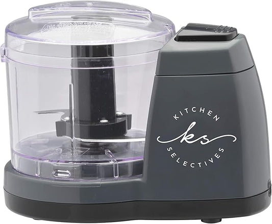 Mini Chopper by Select Brands - Mini Electric Food Chopper for Kitchen Appliances - Features Dishwasher-Safe Parts - Chops, Minces & Dices - 1 1/2 Cups, Dark Gray