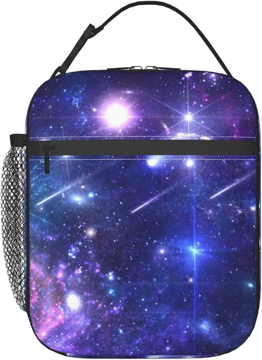 YETTA YANG Nebula Galaxy Purple Colorful Portable Lunch Bag Insulated Lunch Box Reusable Totes For Women Men Work Picnic Camping