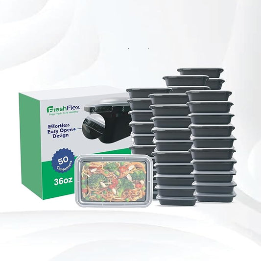 Meal Prep Made Effortless – 50-Pack 36 Oz Meal Prep Containers | Ultimate Storage Solution with Easy-Open Lid, Leakproof Seal, Microwave & Dishwasher Safe