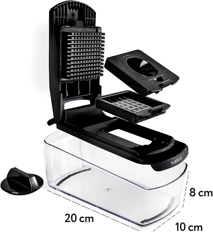 Fullstar Vegetable Chopper and Spiralizer - Food Chopper with Container, Fruit Slicer, Kitchen Gadgets & Accessories, Home Essentials (4 in 1, Black)