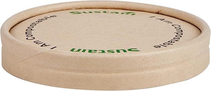LIDS ONLY: Sustain Round Paper Soup Container Lids, 200 Disposable Ice Cream Cup Lids - Cups Sold Separately, For 3 And 4 Ounce Cups, Bamboo To Go Cup Lids, PLA lining, Compostable - Restaurantware